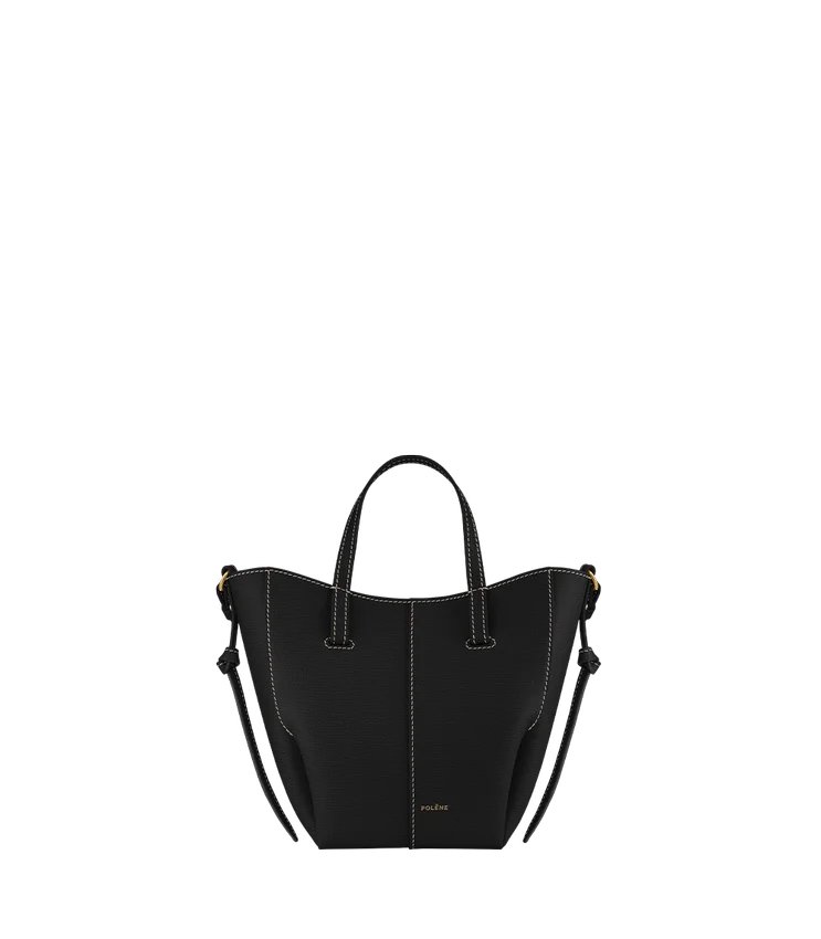 Cyme Tote Nano Edition, strukturiertes Schwarz mit ecrufarbenen Nähten