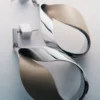 Ormé-Anhänger-Ohrringe Edition Silber, rhodiniert, mit taupefarbenem Leder