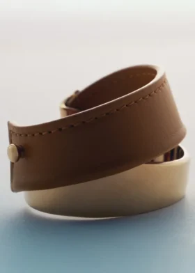 Ormé-Armband, vergoldete Edition mit Kamelleder