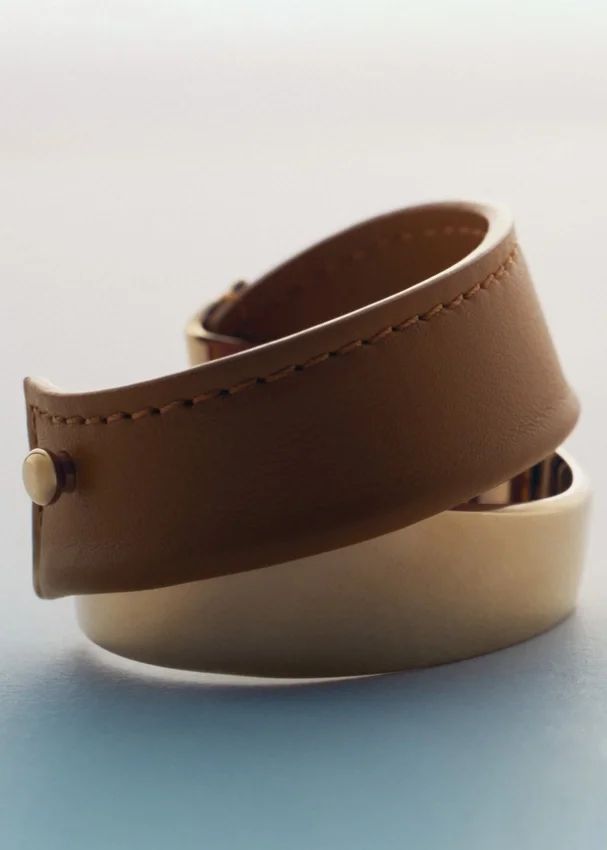 Ormé-Armband, vergoldete Edition mit Kamelleder