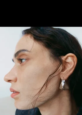 Ormé Creolen Edition Silber, rhodiniert, mit taupefarbenem Leder