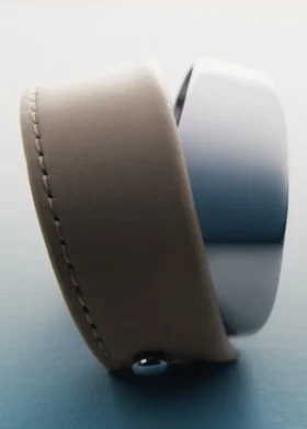 Ormé Cuff Edition Silber in Rhodium mit taupefarbenem Leder