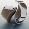 Ormé Cuff Edition Silber in Rhodium mit taupefarbenem Leder